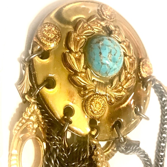 Designer Patti Horn Enameled Brooch - Picture 5 of 7